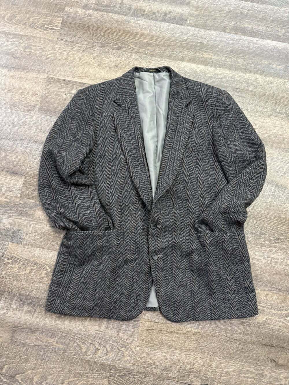 Vintage Haggar Men’s Gray Tweed Wool Sport Coat Sz 46 L USA Made